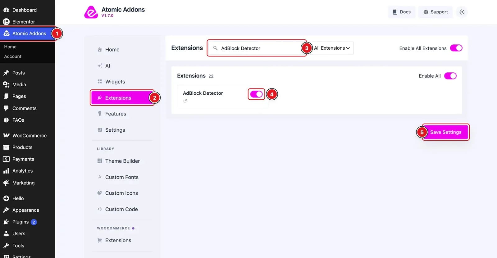 Enabling the AdBlock Detector Extension