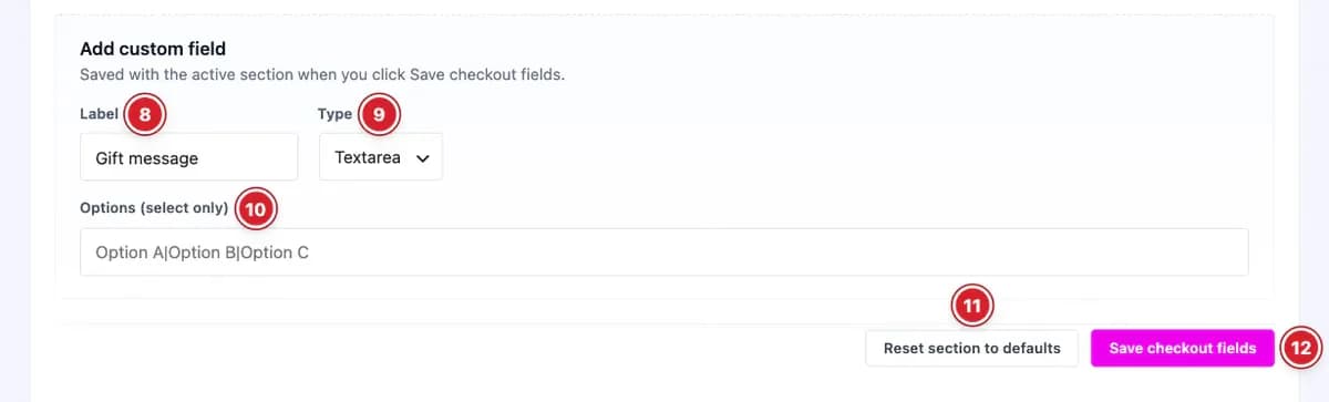 Add custom field form