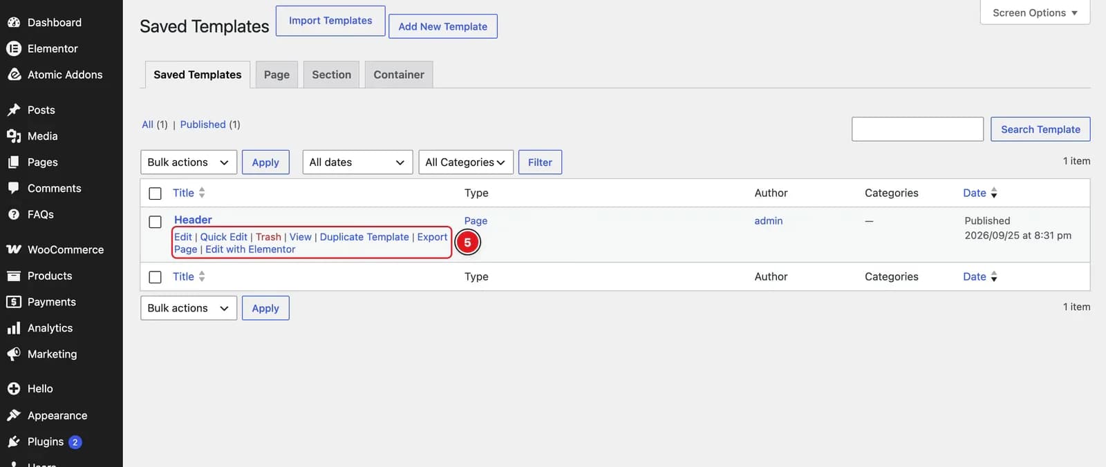After Enabling the Duplicator Feature - Visual of the Templates Tab 01