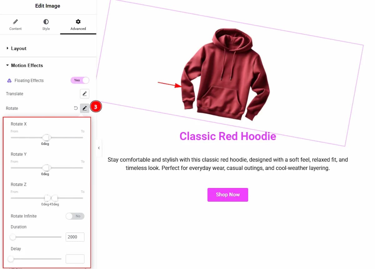 Using the Floating Effects Extension screenshot