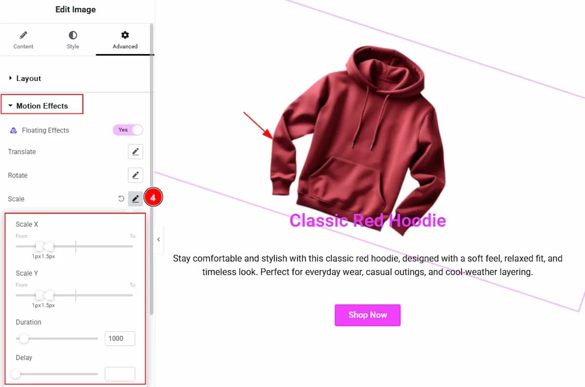 Using the Floating Effects Extension screenshot