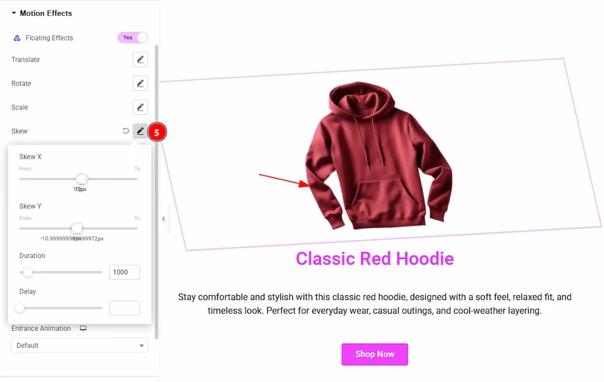 Using the Floating Effects Extension screenshot