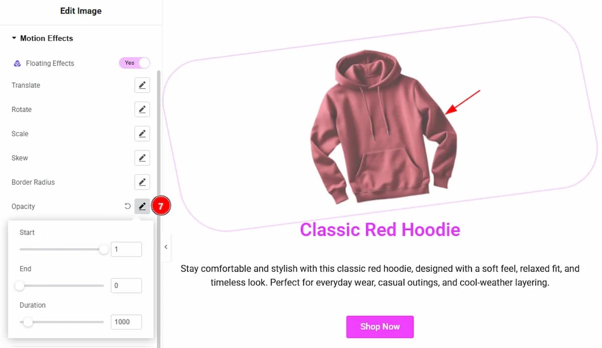 Using the Floating Effects Extension screenshot