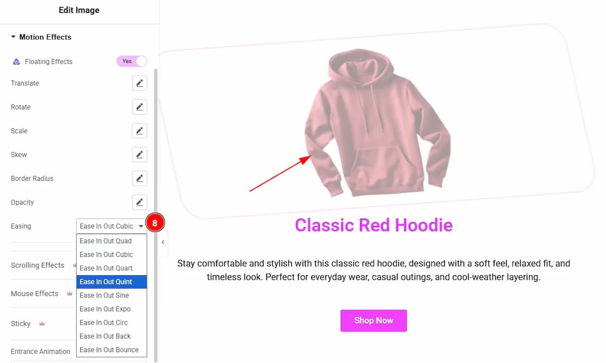 Using the Floating Effects Extension screenshot