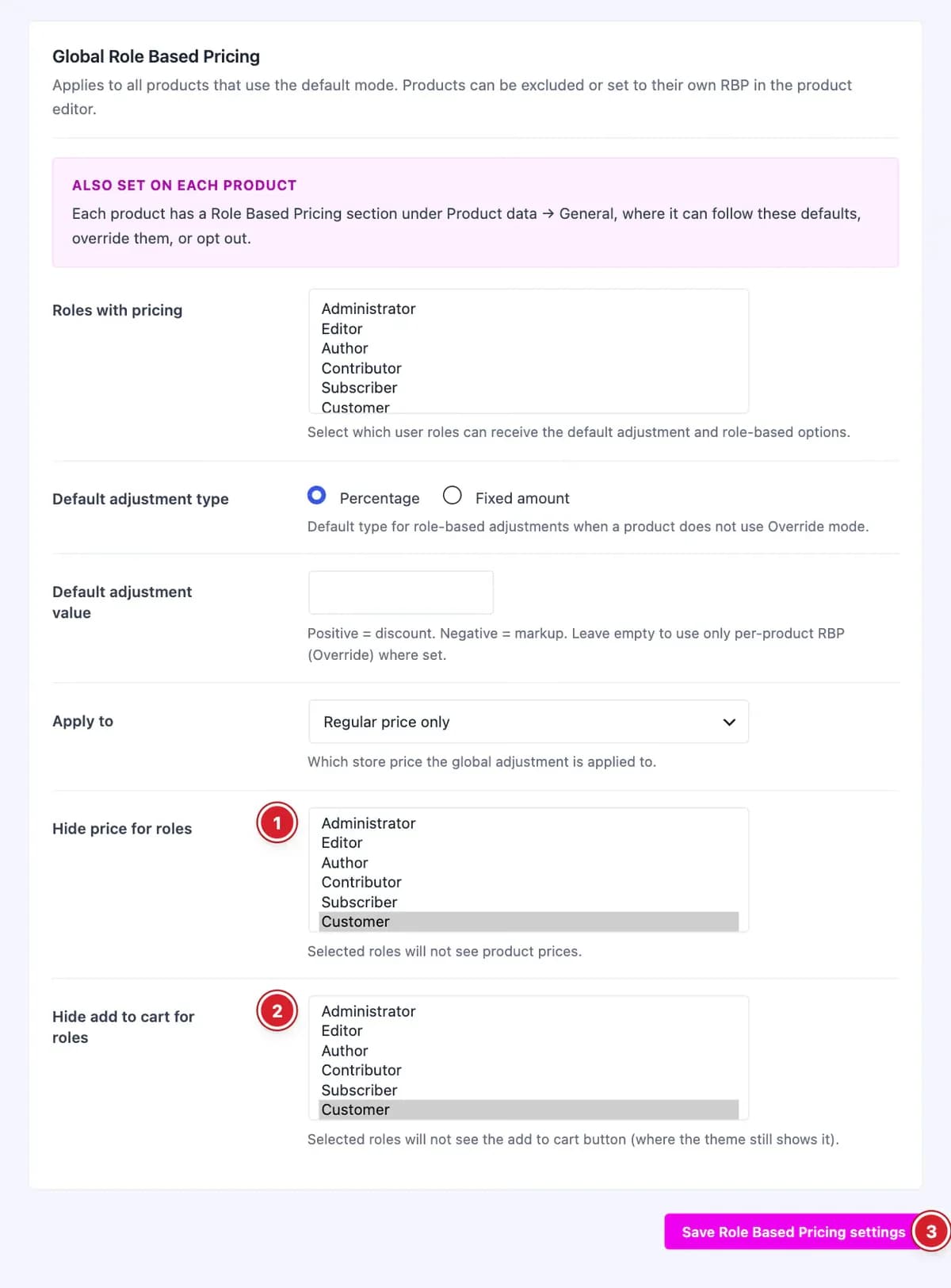 Hide price and hide add to cart settings