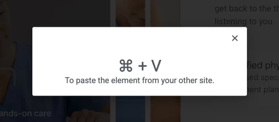 The Paste from other site dialog