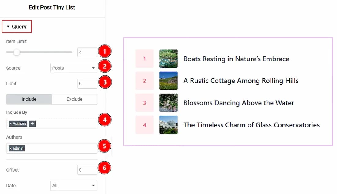 Content Tab Settings - Query Section 01