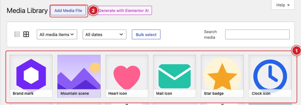 SVG files in the Media Library grid