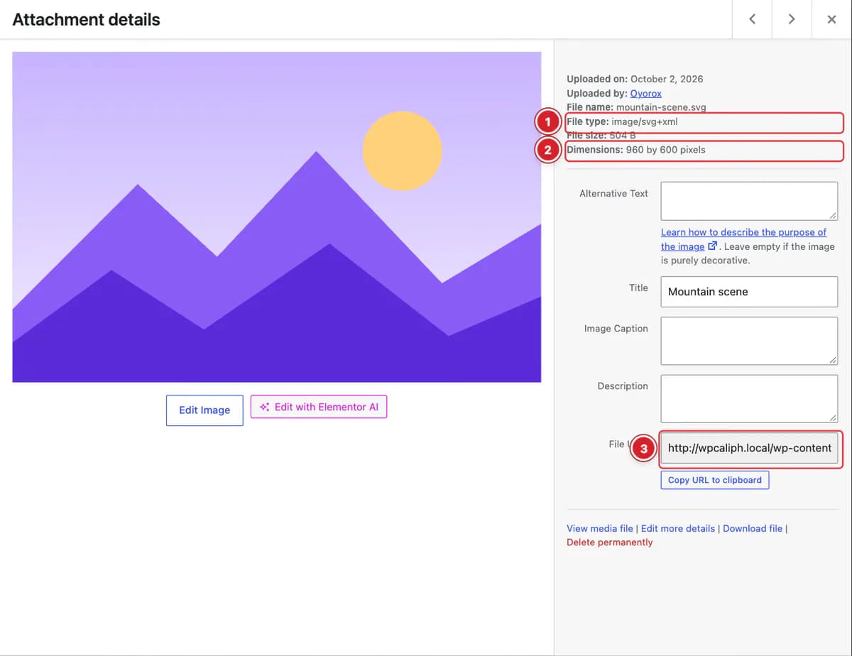 Attachment details of an SVG image