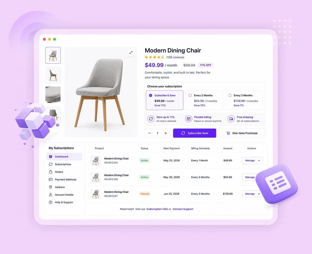 WooCommerce subscription product settings with recurring billing cycles